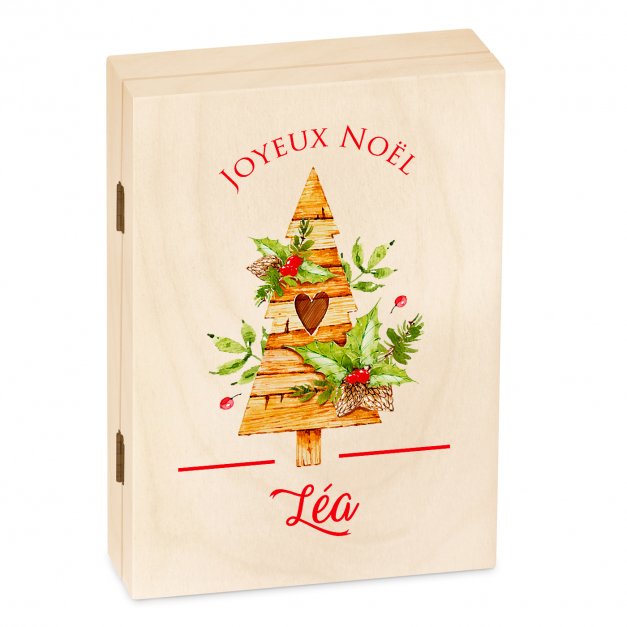 Set de couverts pour enfant dans coffret en bois avec impression pour fille noel