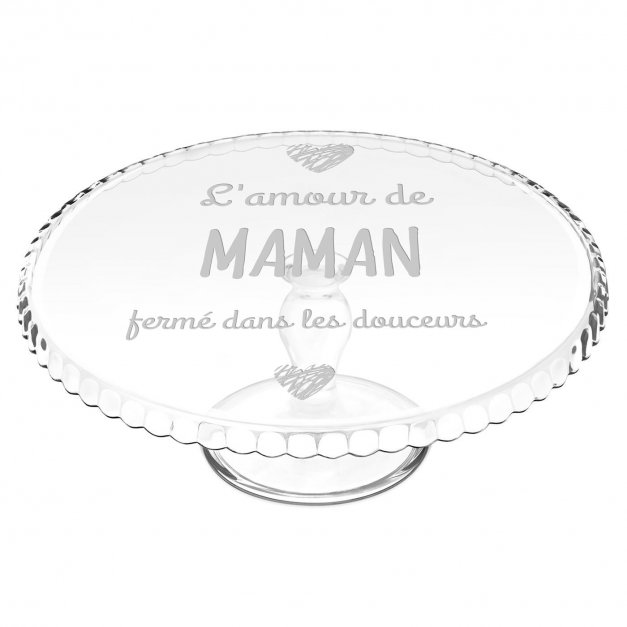 Présentoir à gâteau sur pied en verre personnalisé pour la fête des mères