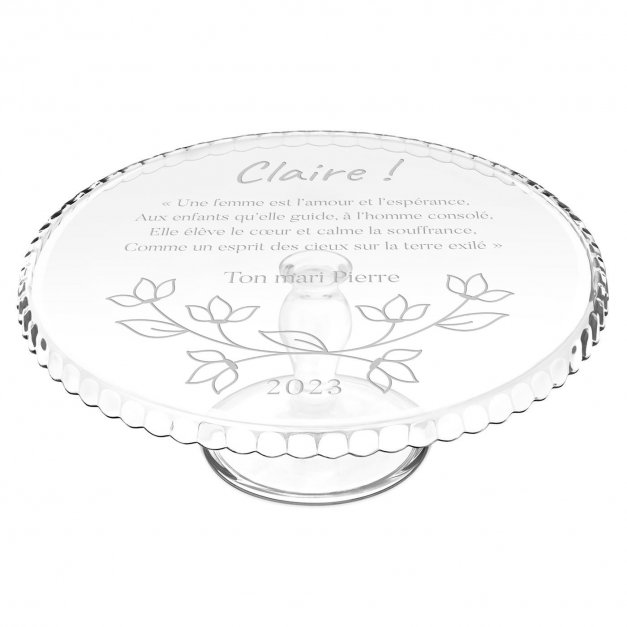 Présentoir à gâteau sur pied en verre personnalisé pour une épouse pour la Saint-Valentin