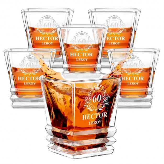 Ensemble de 6 verres à whisky Geometric avec gravure pour lui 60e anniversaire