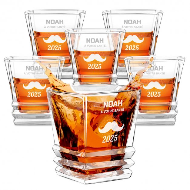 Ensemble de 6 verres à whisky Geometric avec gravure pour gentleman pour son anniversaire