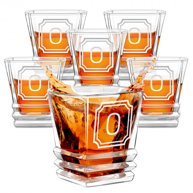 Ensemble de 6 verres à whisky Geometric avec gravure pour lui initiale
