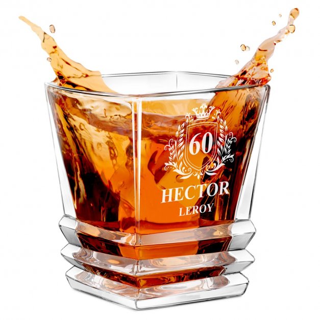 Verre à whisky Geometric avec gravure pour lui pour 60e anniversaire
