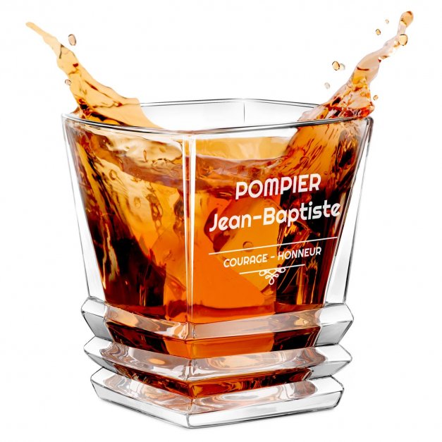 Verre à whisky Geometric avec gravure pour un pompier