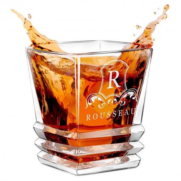 Verre à whisky Geometric avec nom et initiale gravés