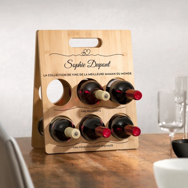 Casier à vin en bois personnalisé pour la fête des mères
