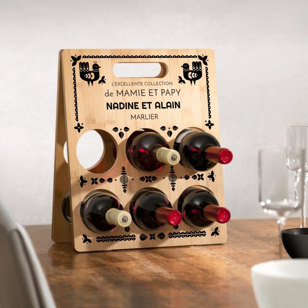 Casier à vin en bois avec impression pour grands-parents pour l'anniversaire de mariage