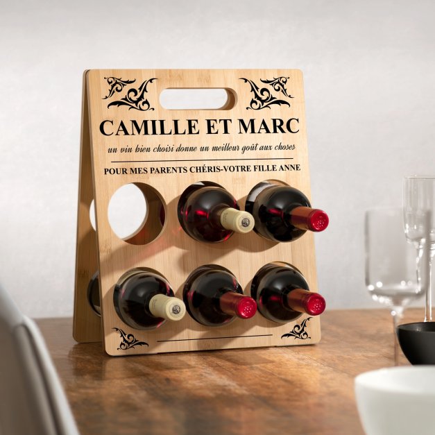 Casier à vin en bois avec impression pour parents pour l'anniversaire de mariage