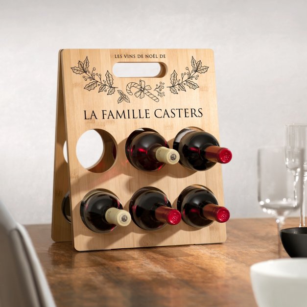 Casier à vin en bois avec impression pour parents pour Noël