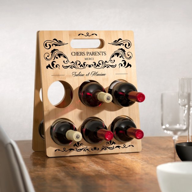 Casier à vin en bois personnalisé pour parents pour remerciement de mariage