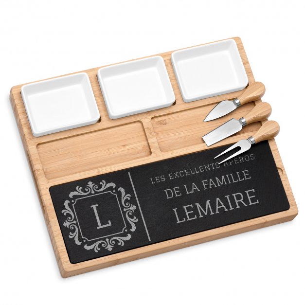Plateau à fromage avec pierre gravée pour un couple pour une crémaillère
