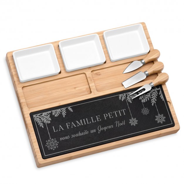 Plateau à fromage avec pierre personnalisée pour parents pour Noël