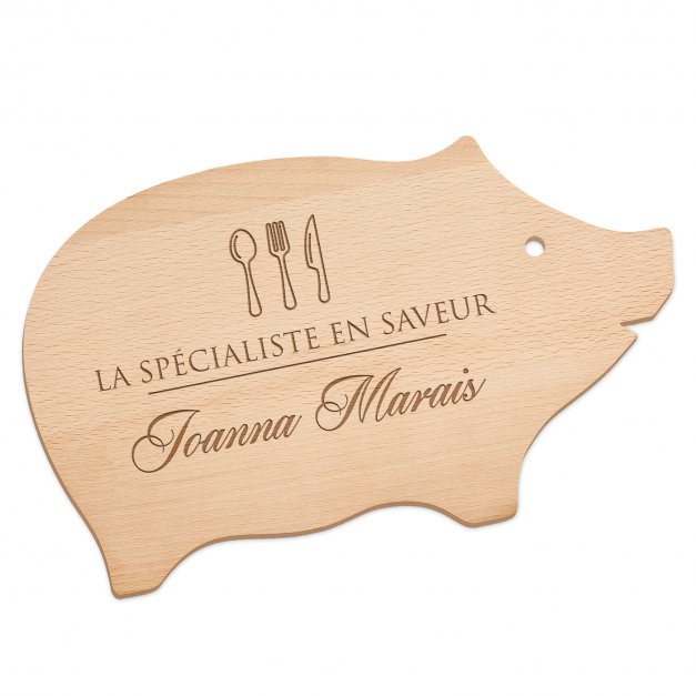 Planche à découper en forme de cochon personnalisée pour l'anniversaire d'une femme