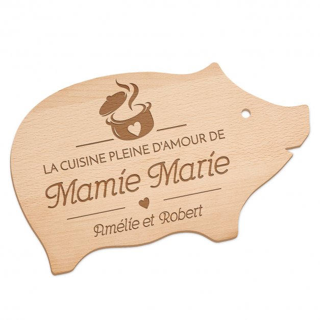 Planche à découper en forme de cochon personnalisée pour la fête des grands-mères