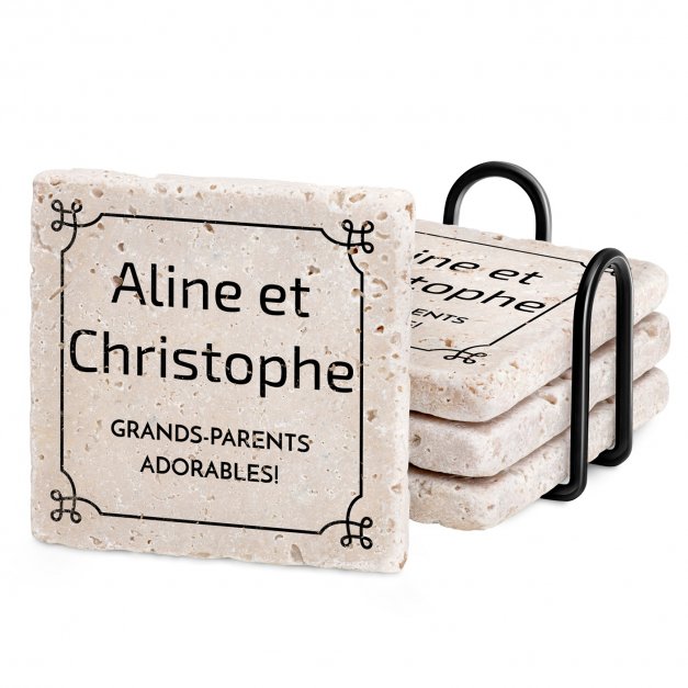 Set de sous-verres en pierre avec impression pour des grands-parents