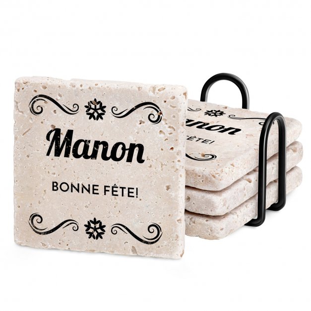 Set de sous-verres en pierre personnalisé pour une femme pour Noël