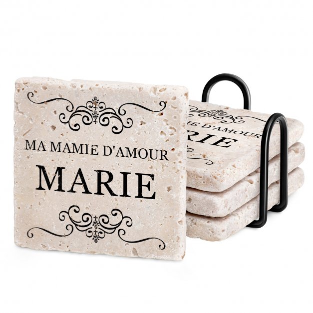 Set de sous-verres en pierre personnalisé pour la fête des grands-mères