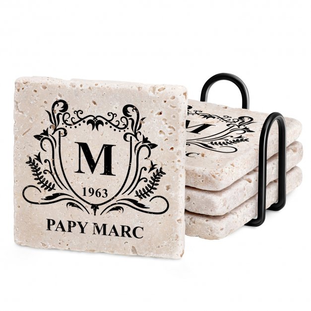 Set de sous-verres en pierre avec impression pour l'anniversaire de papy