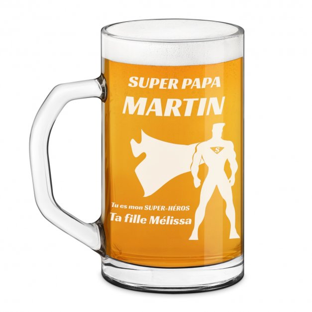 Chope à bière Geometric avec gravure pour super papa