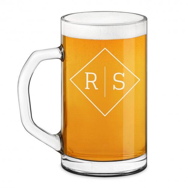 Chope à bière Geometric avec gravure pour homme avec initiales