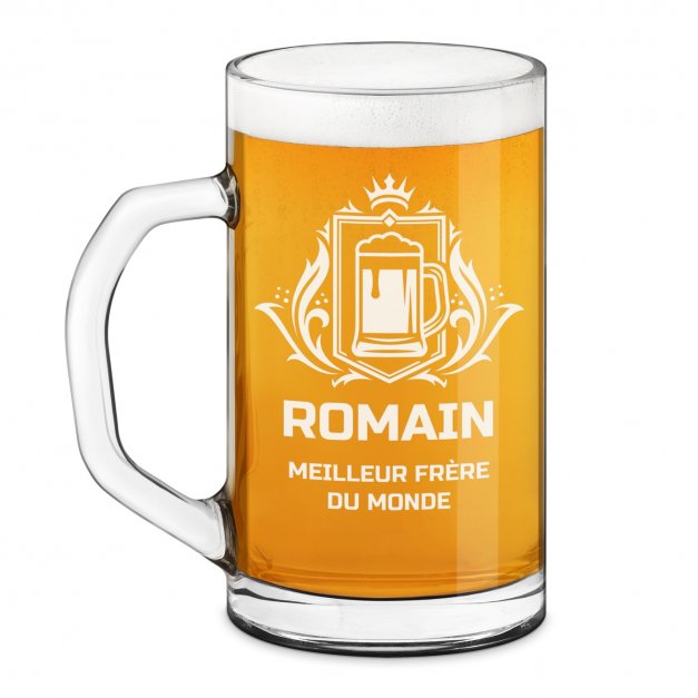 Chope à bière Geometric avec gravure pour frère