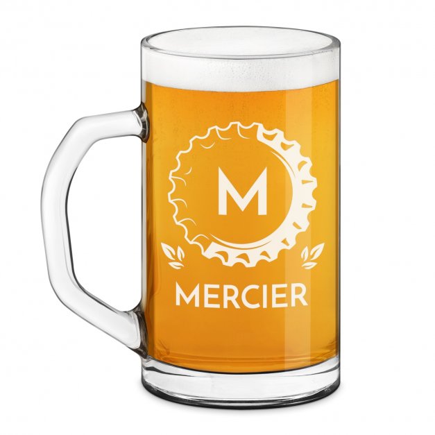 Chope à bière Geometric avec gravure pour homme avec nom
