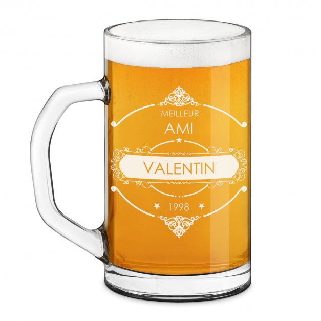 Chope à bière Geometric avec gravure pour meilleur ami