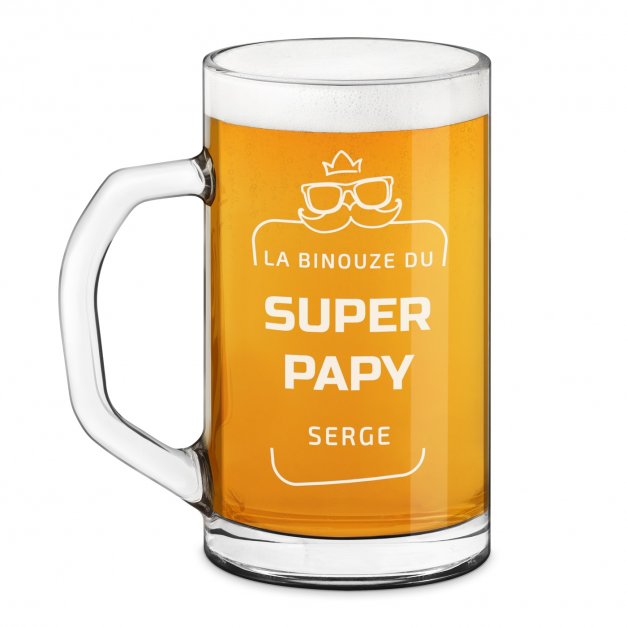 Chope à bière Geometric avec gravure pour grand-père