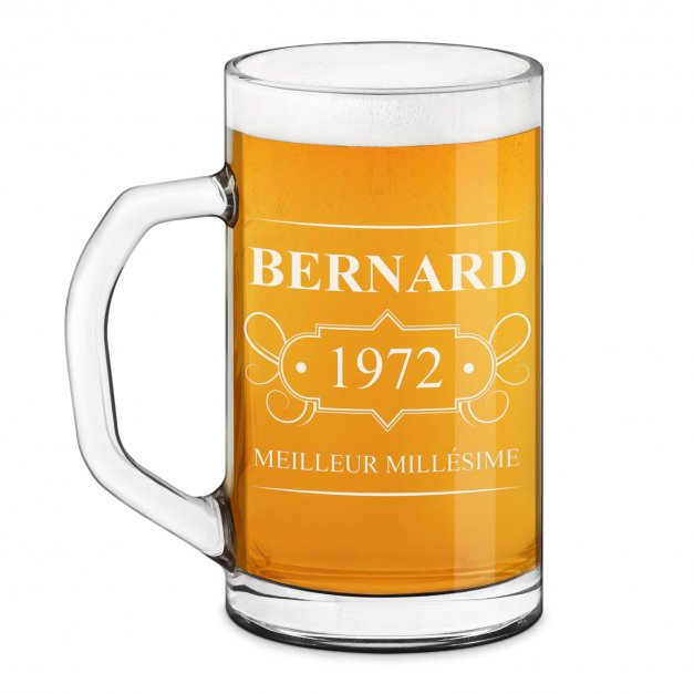 Chope à bière Geometric avec gravure pour gentleman