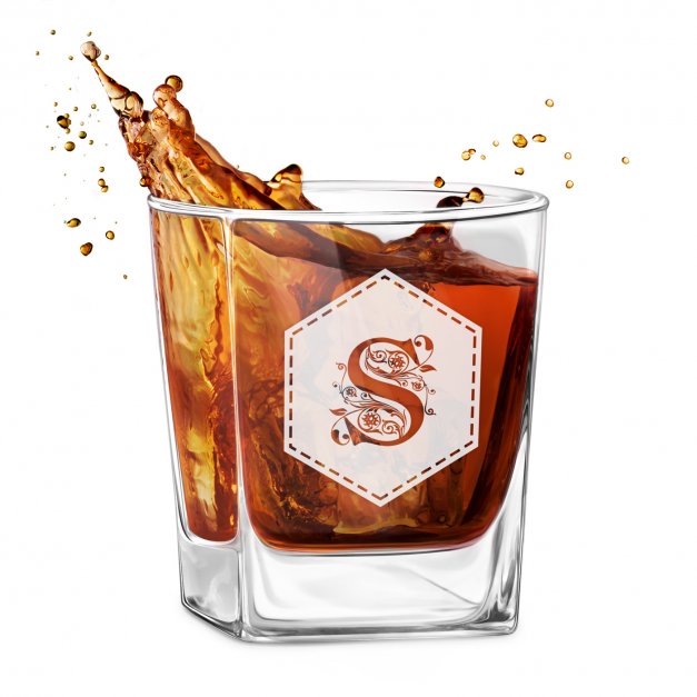 Verre à whisky avec gravure pour homme avec une initiale