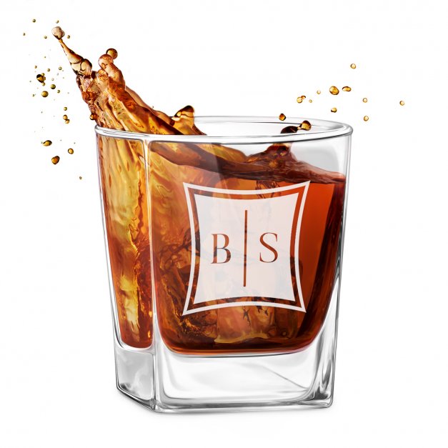 Verre à whisky avec gravure pour couple avec des initiales