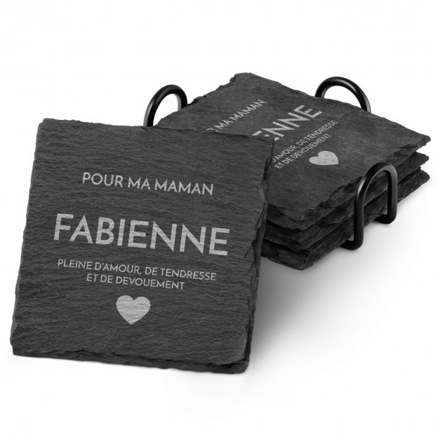 Ensemble de dessous de verres en ardoise personnalisé pour la fête des mères
