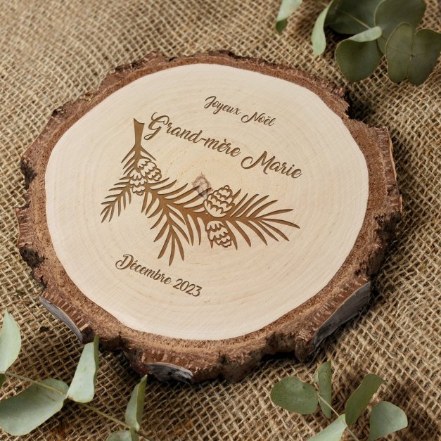 Rondin de bois personnalisé pour mamie pour Noël
