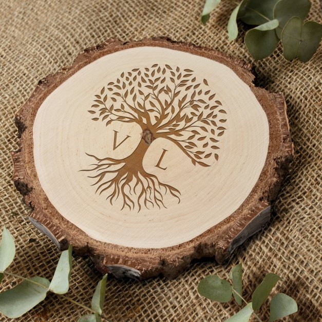 Rondin de bois personnalisé pour elle et pour lui pour l'anniversaire de mariage