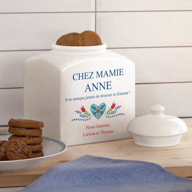 Pot à biscuit en céramique personnalisé pour grand-mère