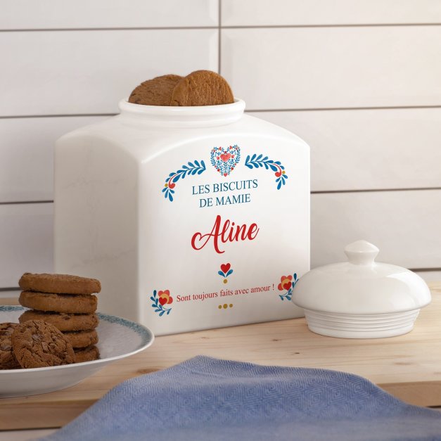 Pot à biscuits en céramique personnalisé pour la fête des grands-mères