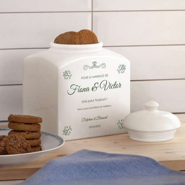 Pot à biscuits en céramique personnalisé pour un couple