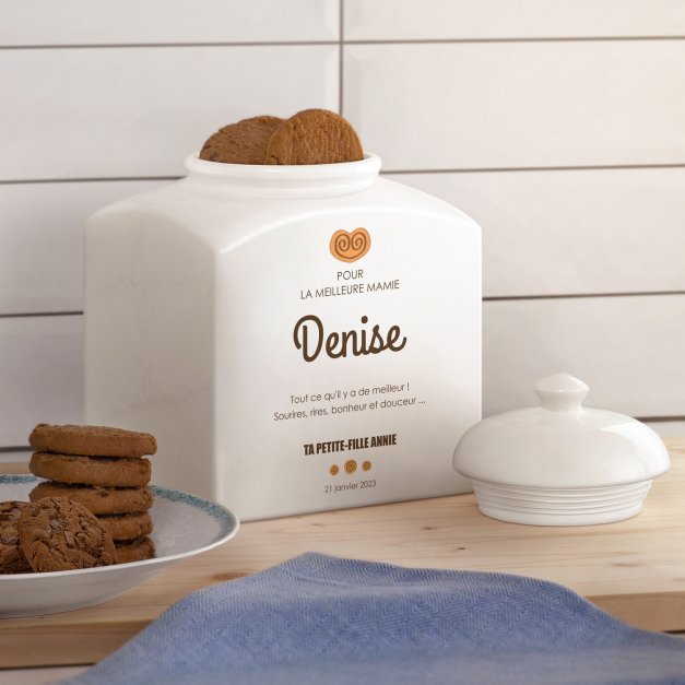 Pot à biscuits en céramique personnalisé pour mamie