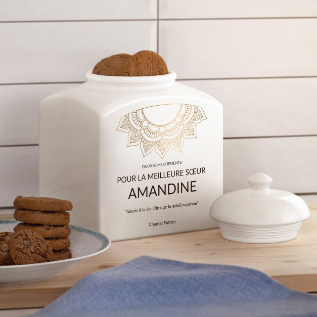 Pot à biscuits en céramique personnalisé pour une sœur