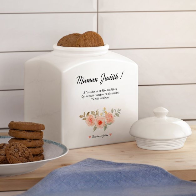 Pot à biscuits en céramique personnalisé pour maman