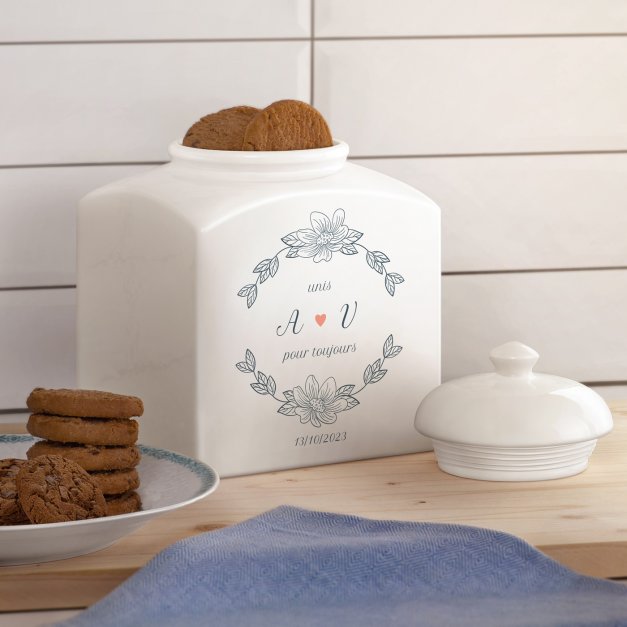 Pot à biscuits en céramique personnalisé pour un couple
