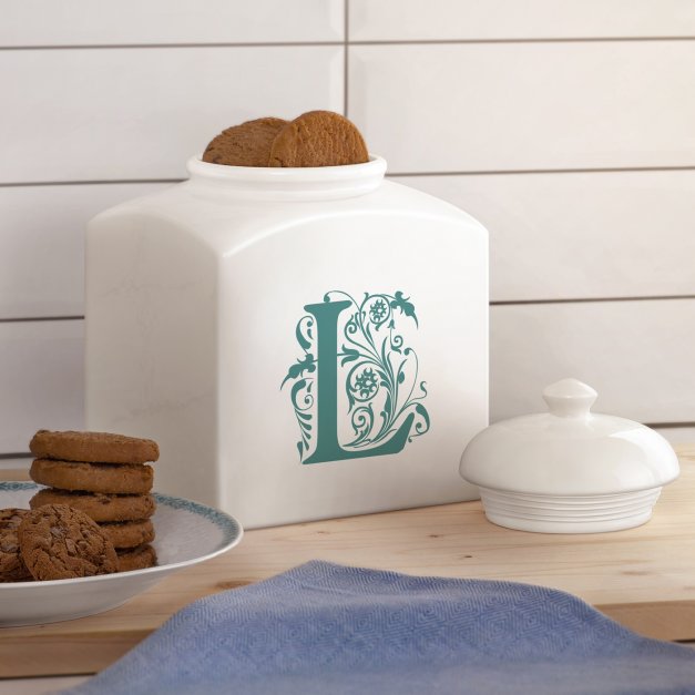 Pot à biscuits en céramique personnalisé avec une initiale