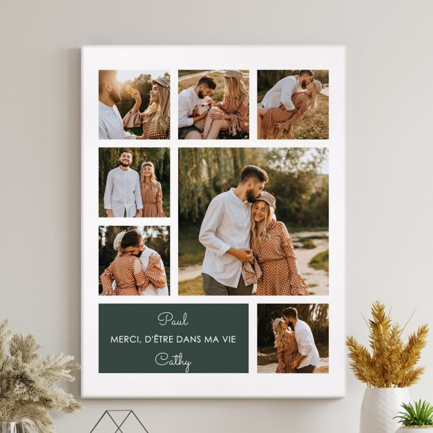 Collage photo sur toile personnalisée pour mari fiancé ami