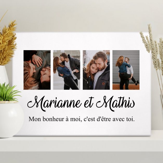 Collage photo sur toile personnalisée pour couple pour anniversaire de mariage