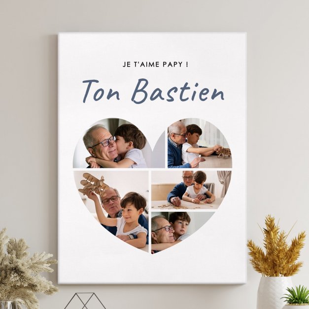 Collage photo sur toile personnalisée pour papy