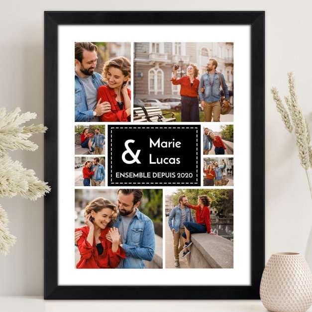 Poster encadré personnalisé avec votre photo pour couple