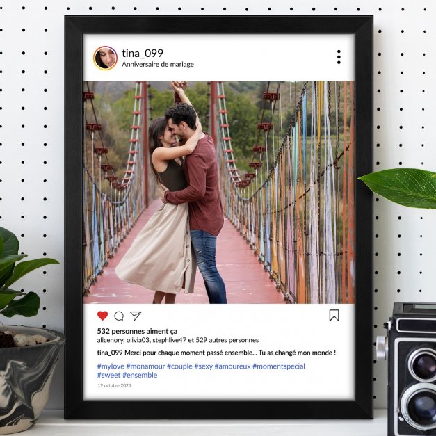 Poster encadré personnalisé avec votre photo pour lui pour anniversaire de mariage