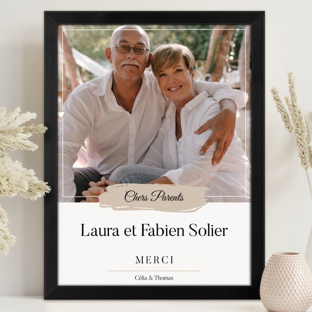 Poster encadré personnalisé avec votre photo pour parents comme remerciement mariage