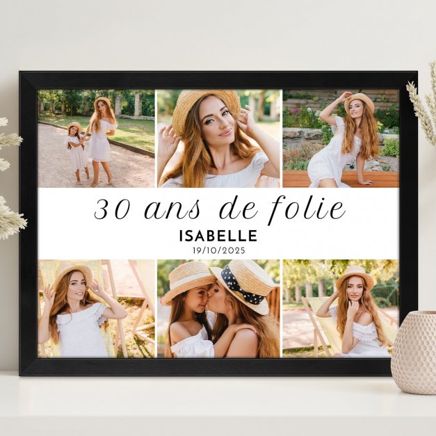 Poster encadré personnalisé avec votre photo pour 30e anniversaire d'une amie