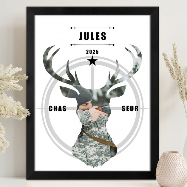 Poster encadré personnalisé avec votre photo pour ami chasseur